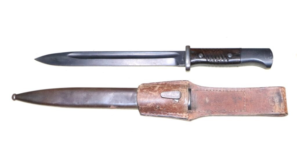 MINT WW2 German 1941 Dated K98 Bayonet In Leather Scabbard