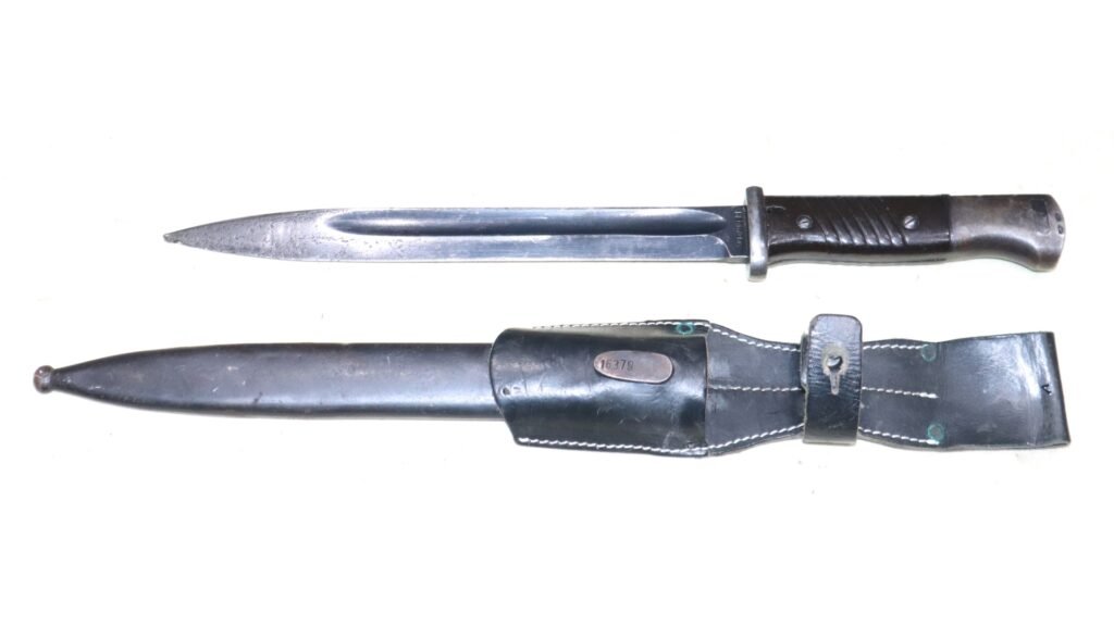 WW2 German 1937 Dated K98 Bayonet In Repro Leather Scabbard