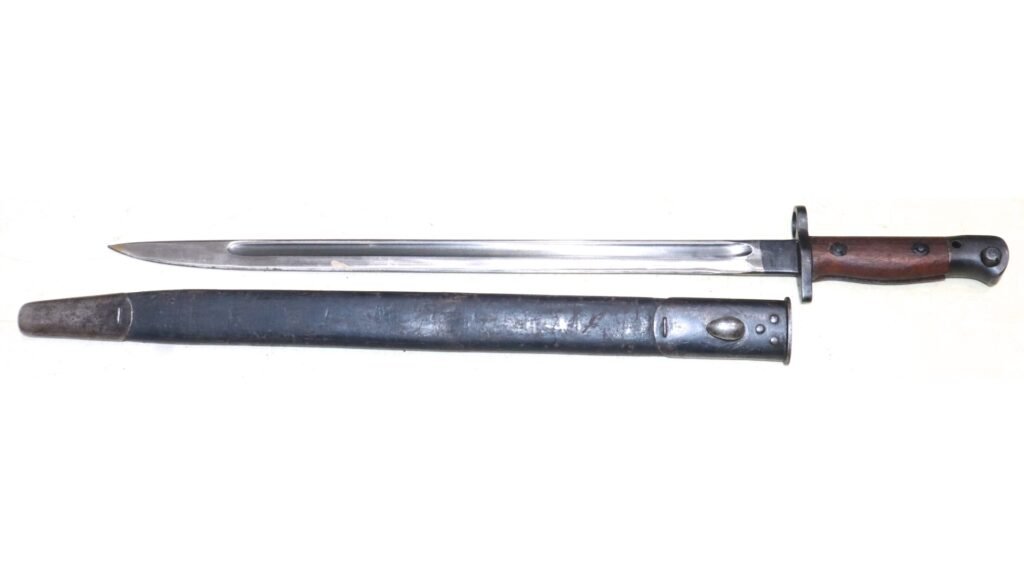 WW1 Sanderson Manufactured Pattern 1907 SMLE Bayonet In Scabbard