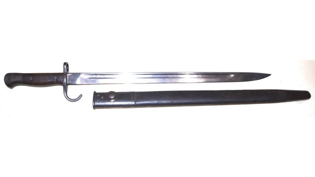 WW1 British Unit Marked 1907 Pattern Hooked Quillion SMLE Bayonet With Scabbard